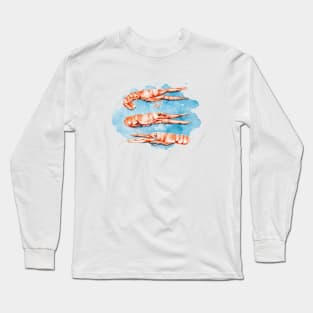 Langoustines -Watercolor food illustration Long Sleeve T-Shirt